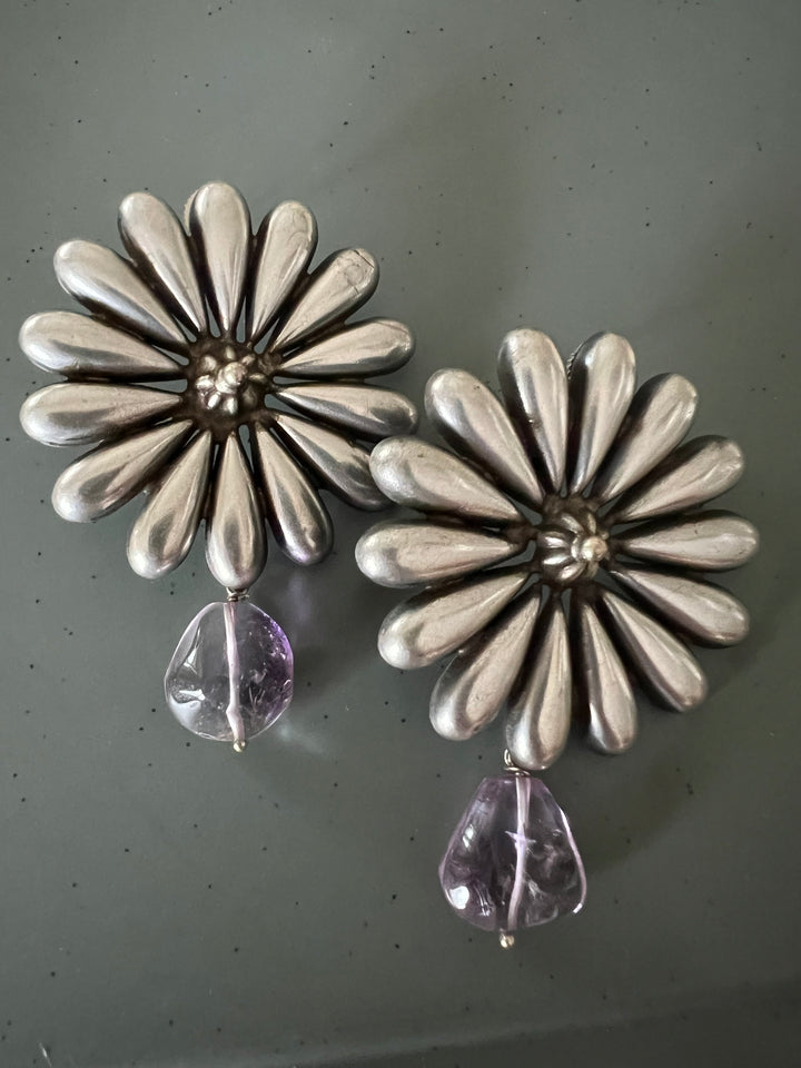 Statement Earrings with Amethyst Drops – Perfect for Afternoon Lunches