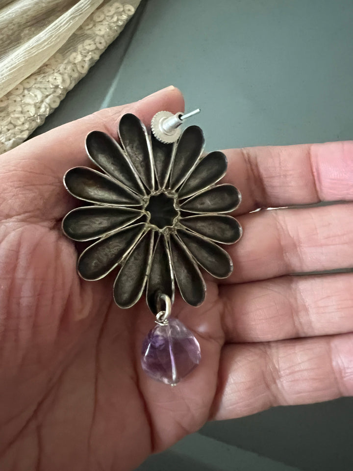 Statement Earrings with Amethyst Drops – Perfect for Afternoon Lunches