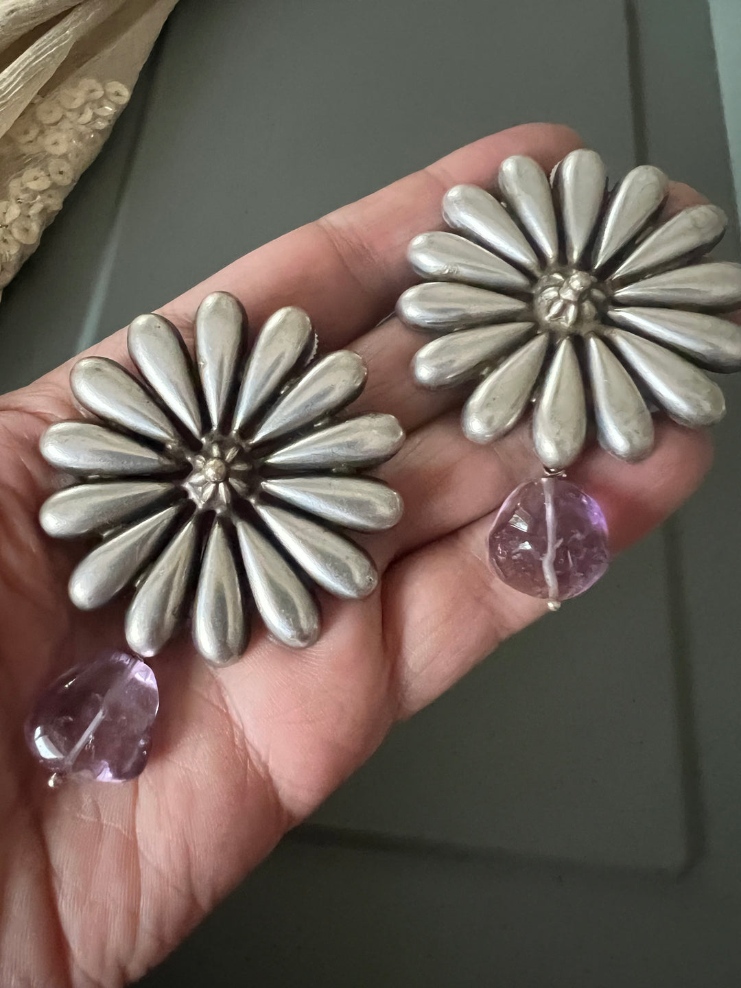 Statement Earrings with Amethyst Drops – Perfect for Afternoon Lunches