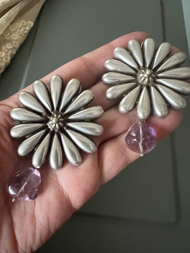 Statement Earrings with Amethyst Drops – Perfect for Afternoon Lunches