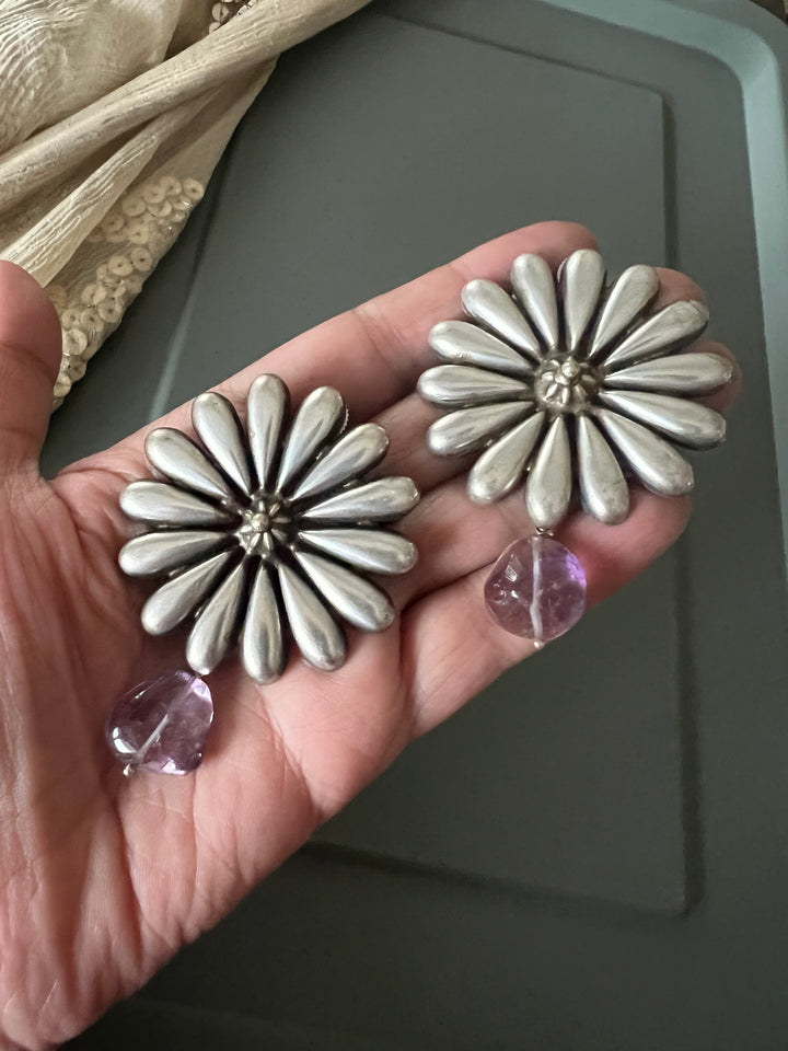 Statement Earrings with Amethyst Drops – Perfect for Afternoon Lunches