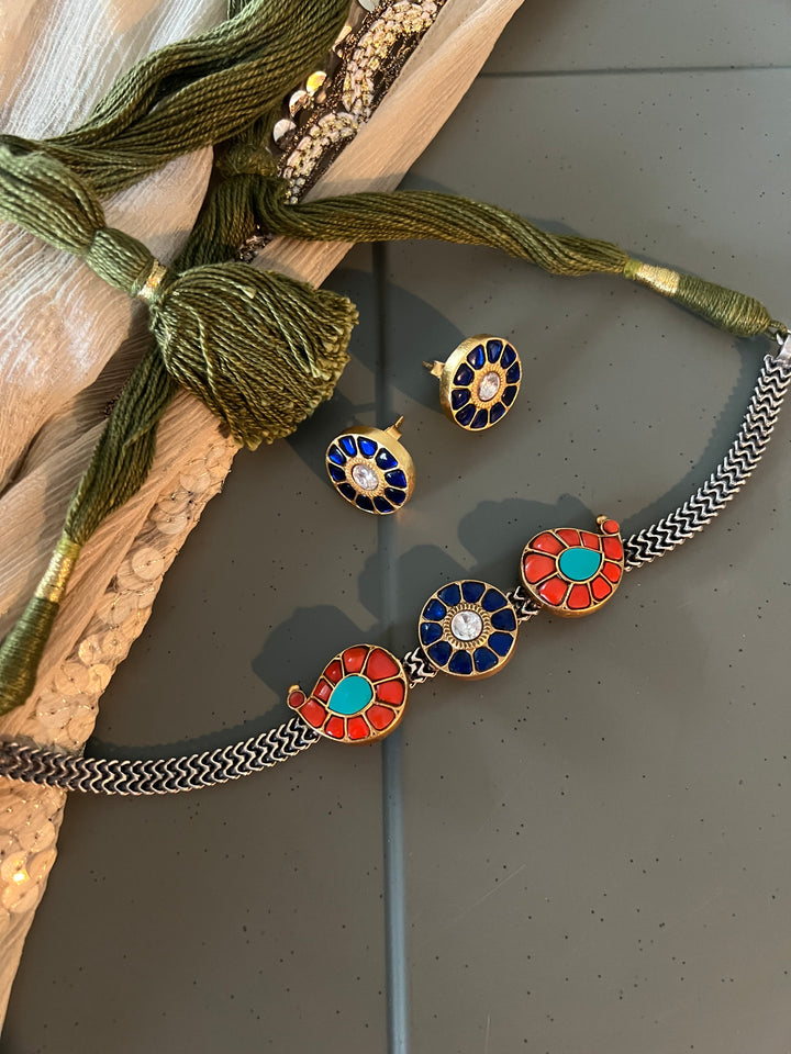 Light and Elegant 925 Silver Kundan Choker Necklace Set – Perfect for Destination Weddings