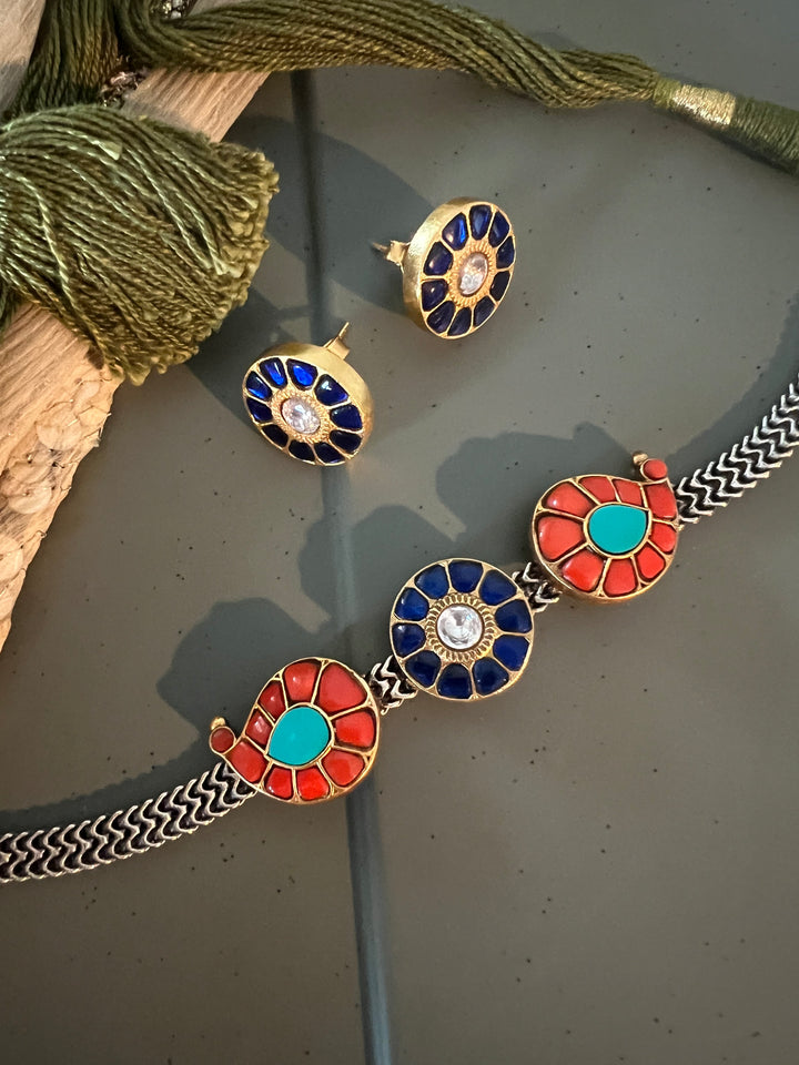 Light and Elegant 925 Silver Kundan Choker Necklace Set – Perfect for Destination Weddings