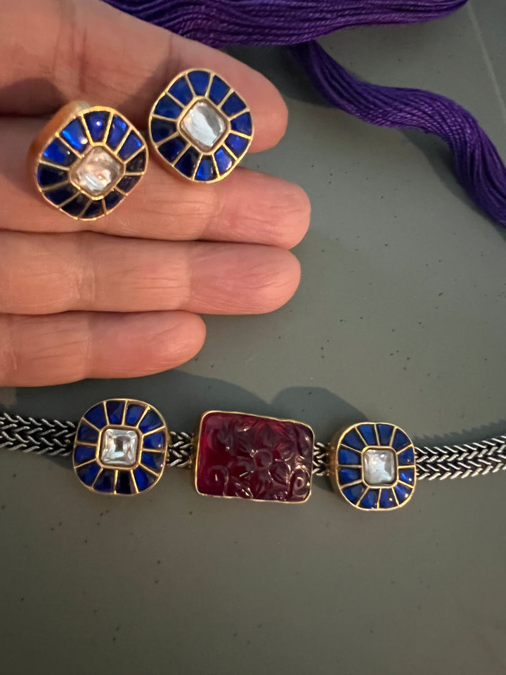 Light and Elegant 925 Silver Kundan Choker Necklace Set – Perfect for Destination Weddings