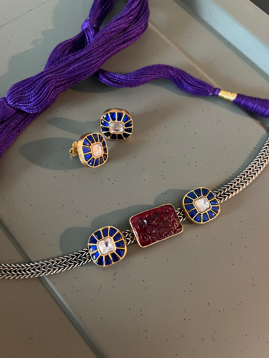 Light and Elegant 925 Silver Kundan Choker Necklace Set – Perfect for Destination Weddings