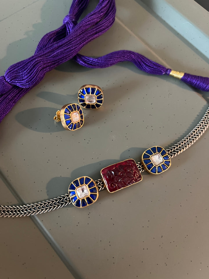 Light and Elegant 925 Silver Kundan Choker Necklace Set – Perfect for Destination Weddings