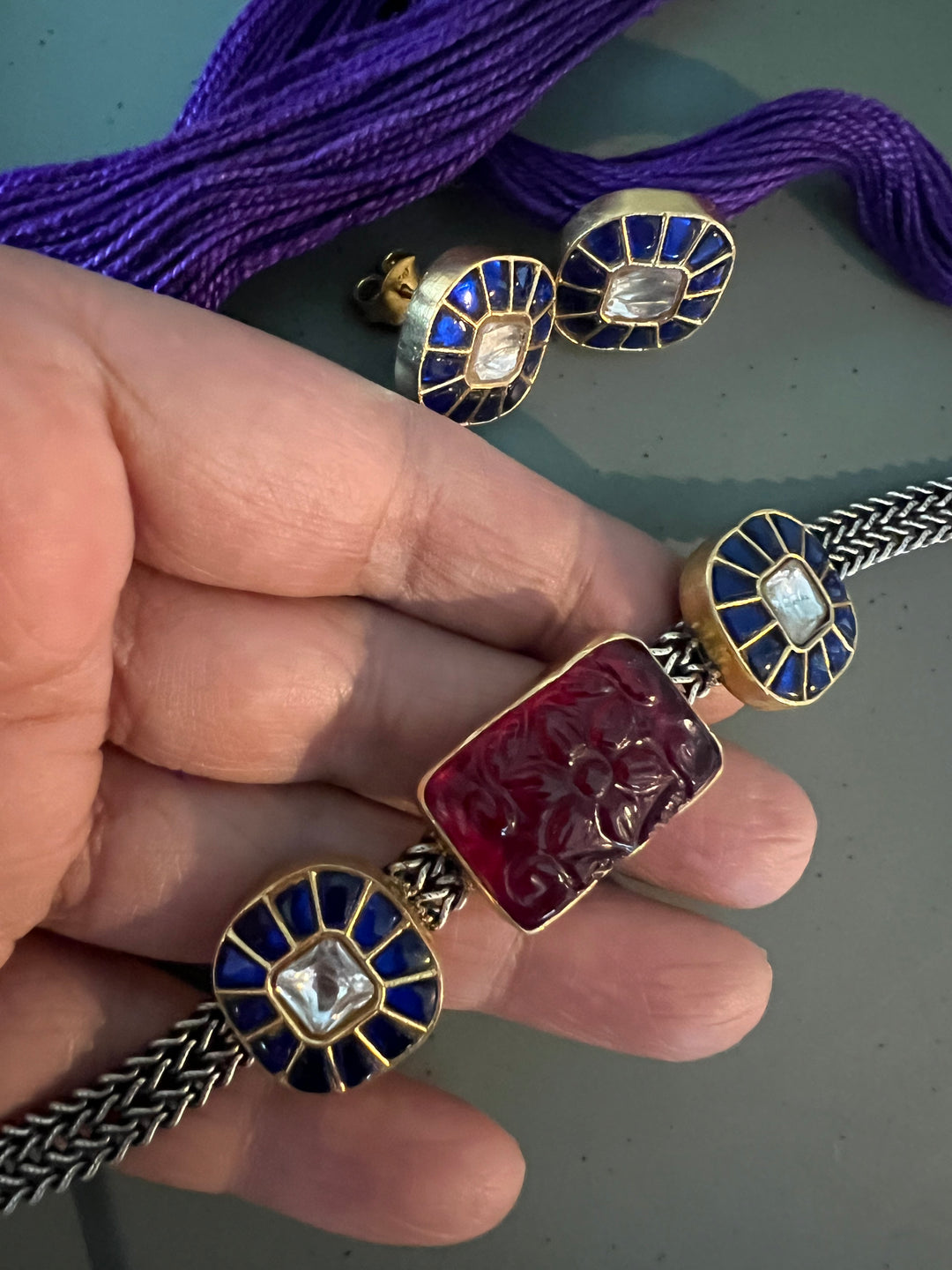 Light and Elegant 925 Silver Kundan Choker Necklace Set – Perfect for Destination Weddings