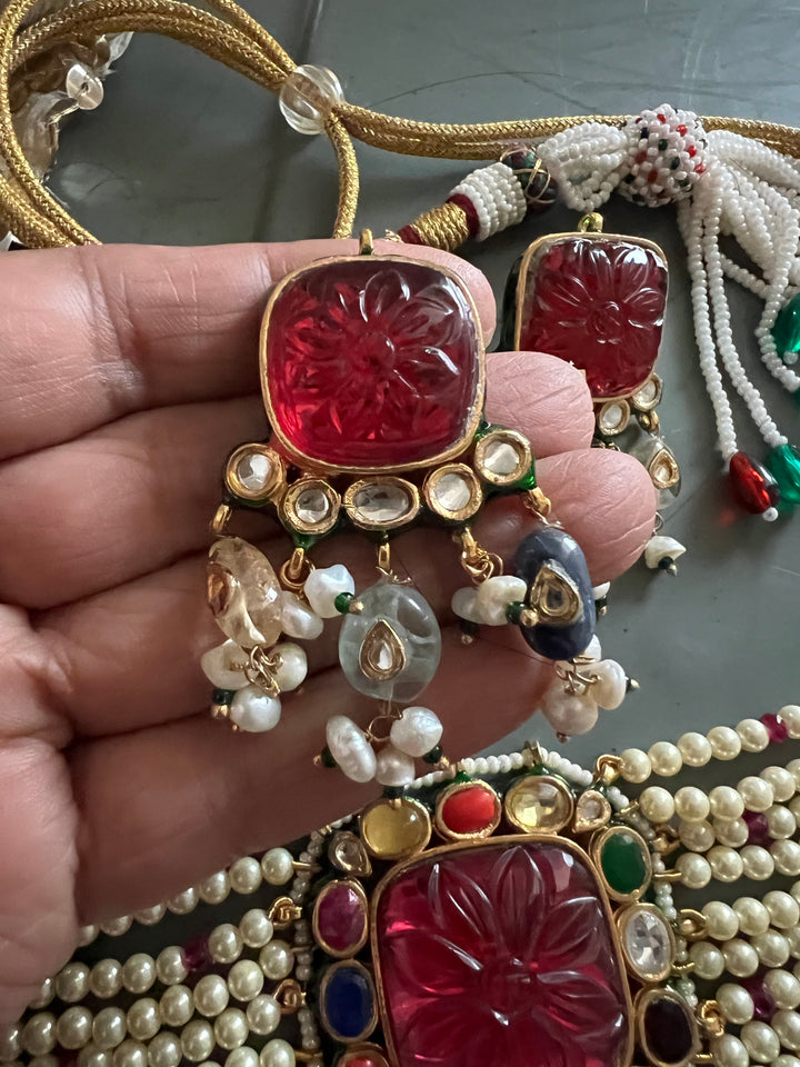 Navratna Pearl Kundan Choker Set – SHIVKA