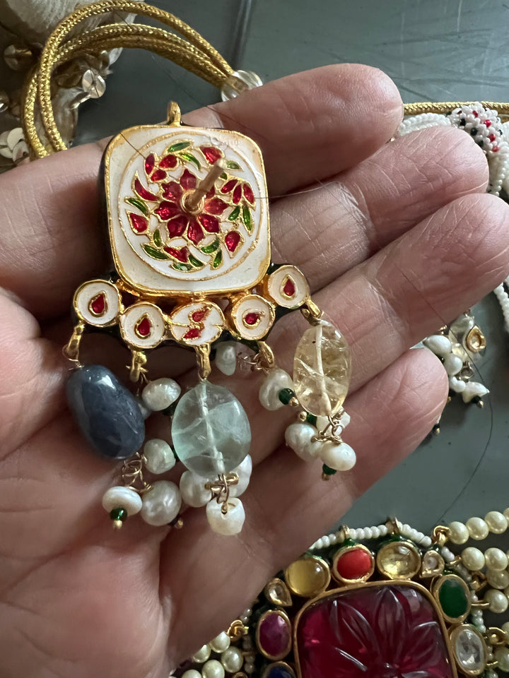 Navratna Pearl Kundan Choker Set – SHIVKA