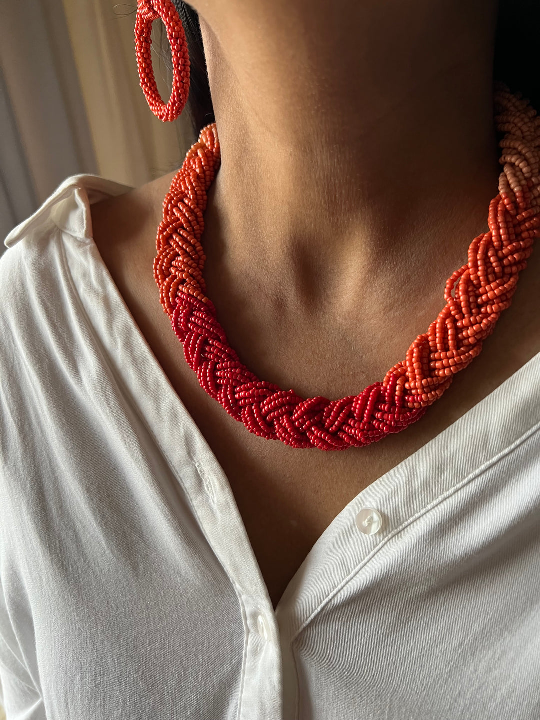 Beaded Necklace with Earrings