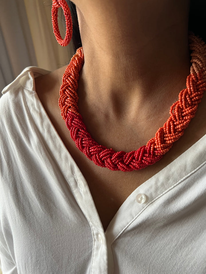 Beaded Necklace with Earrings