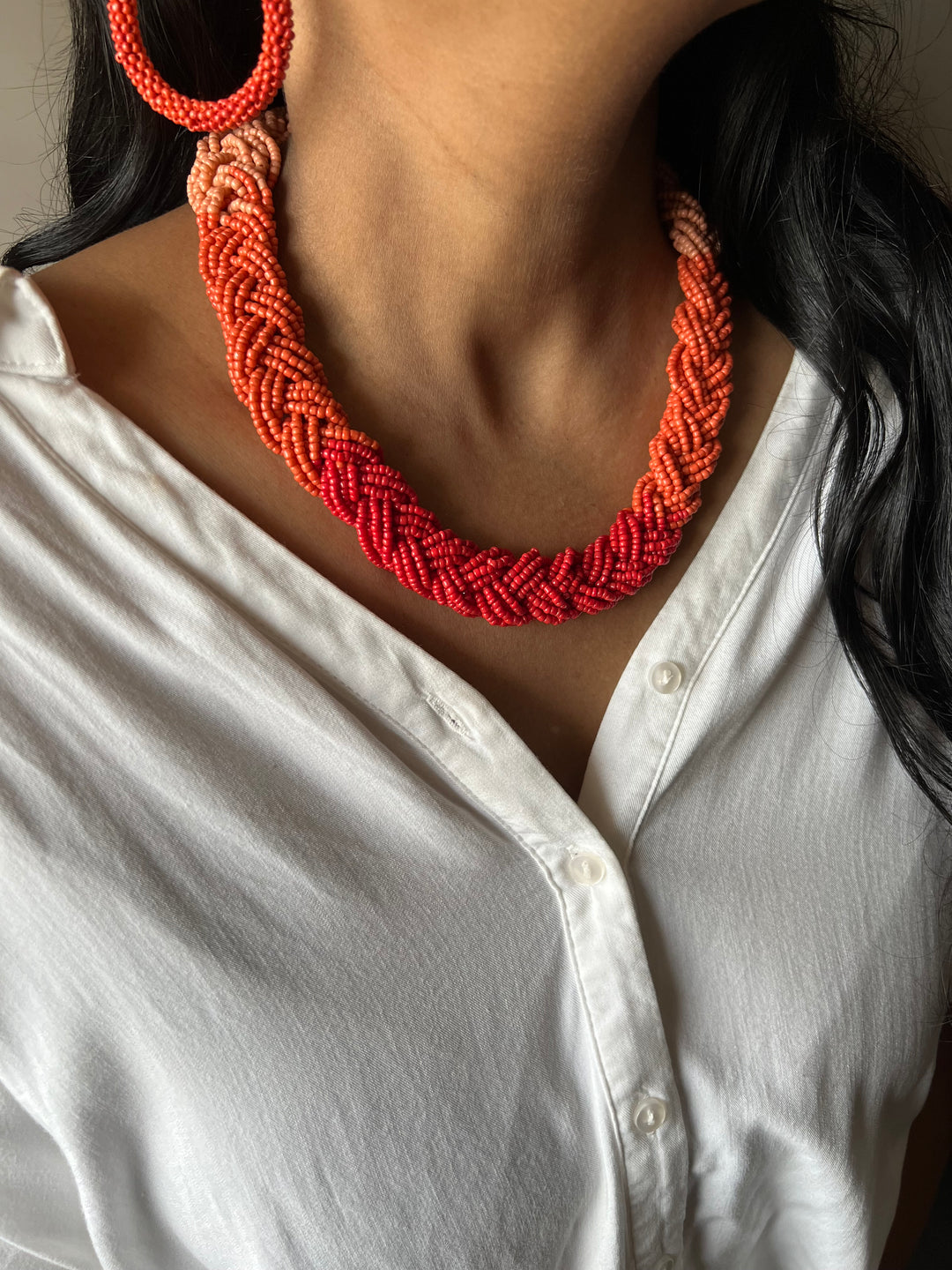 Beaded Necklace with Earrings