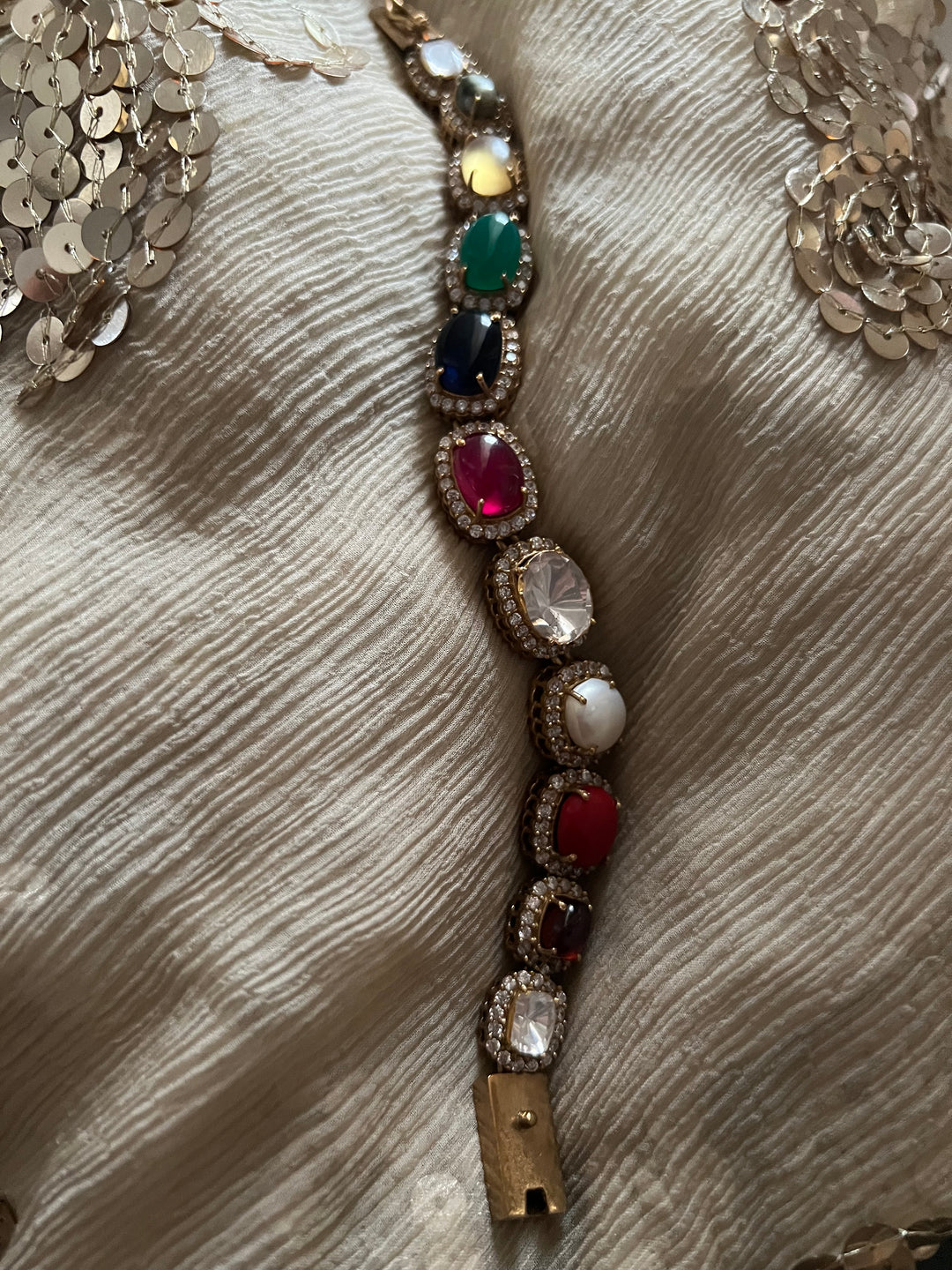 925 Silver Semi Prescious Bracelet | SHIVKA Statement Bracelet