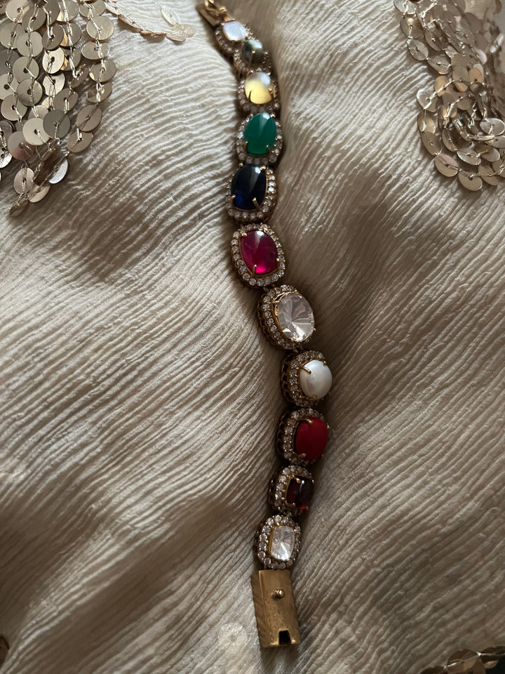 925 Silver Semi Prescious Bracelet | SHIVKA Statement Bracelet