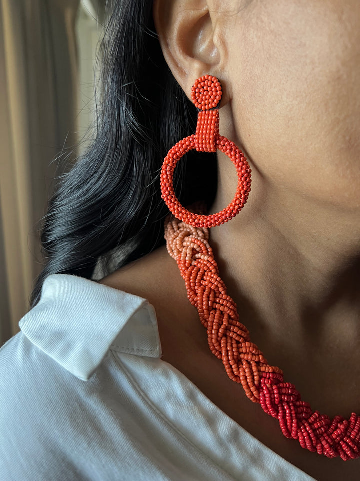 Beaded Necklace with Earrings