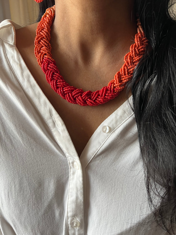 Beaded Necklace with Earrings