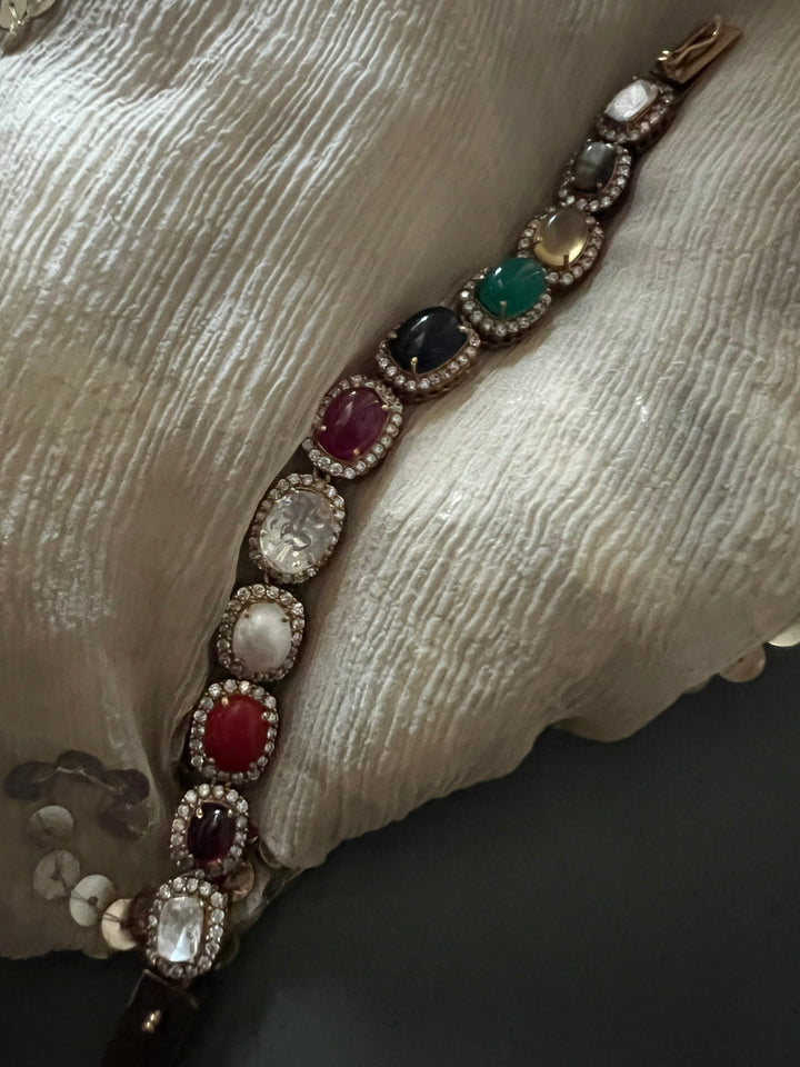 925 Silver Semi Prescious Bracelet | SHIVKA Statement Bracelet