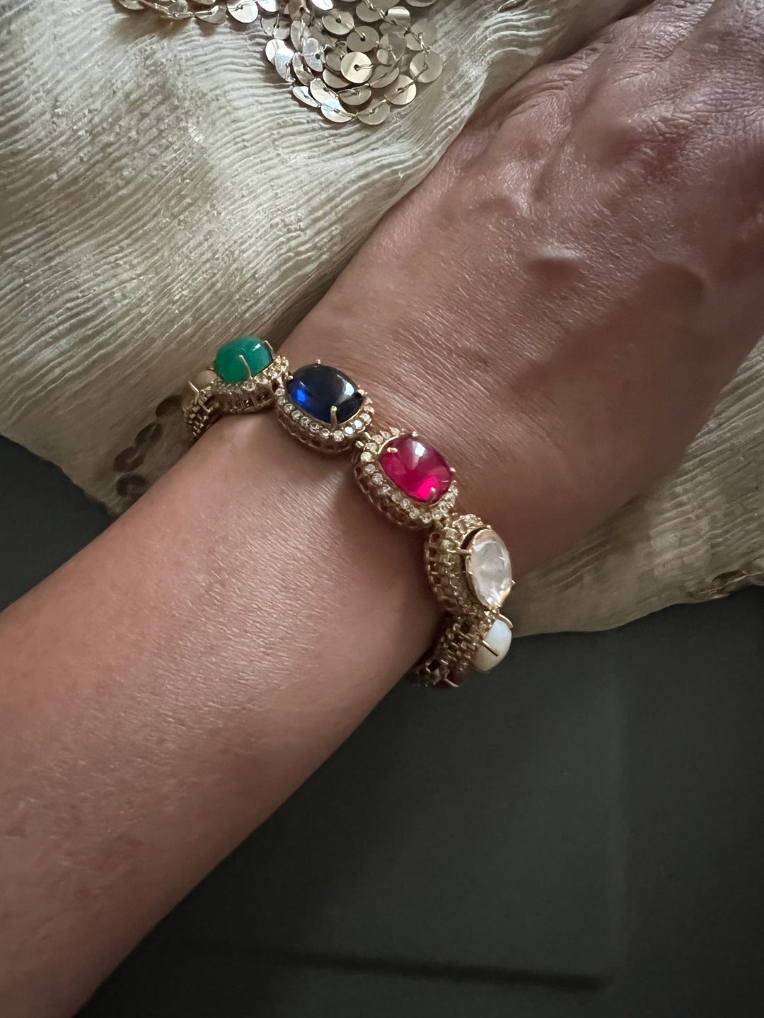 925 Silver Semi Prescious Bracelet | SHIVKA Statement Bracelet