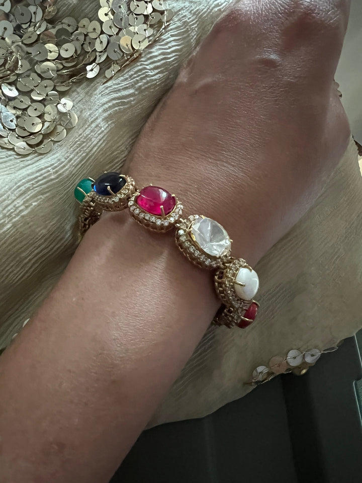 925 Silver Semi Prescious Bracelet | SHIVKA Statement Bracelet