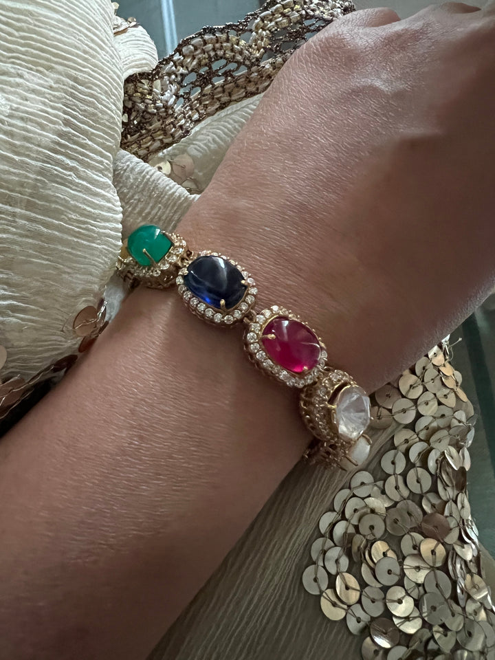 925 Silver Semi Prescious Bracelet | SHIVKA Statement Bracelet