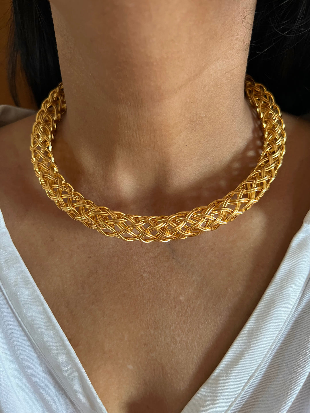 Statement Golden Textured Hasli Necklace