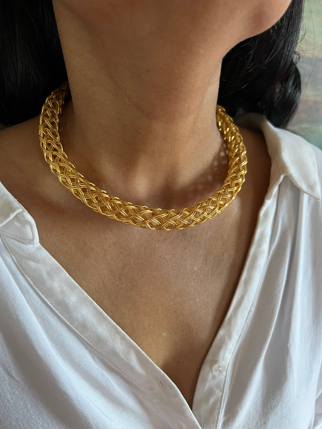 Statement Golden Textured Hasli Necklace