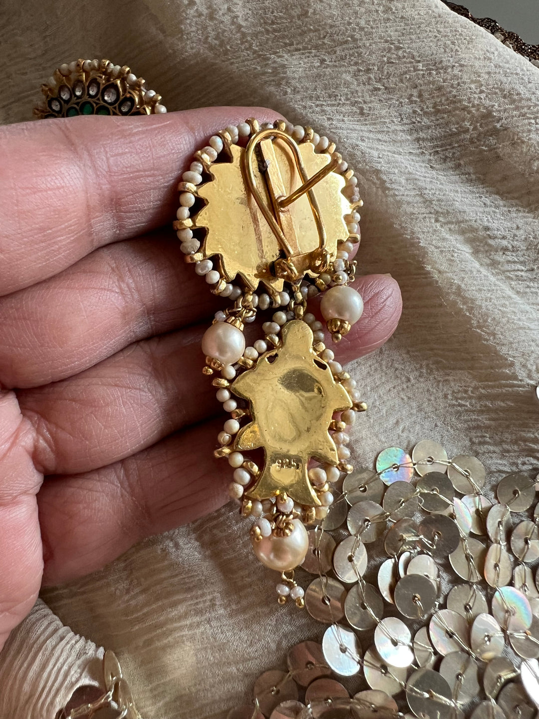 Handmade Vintage Victorian Jadau 925 Silver Earrings