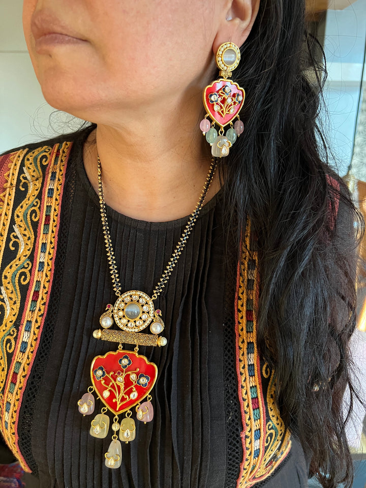 Exquisite Amrapali Fusion Pendant Necklace Set- Elevate Your Elegance