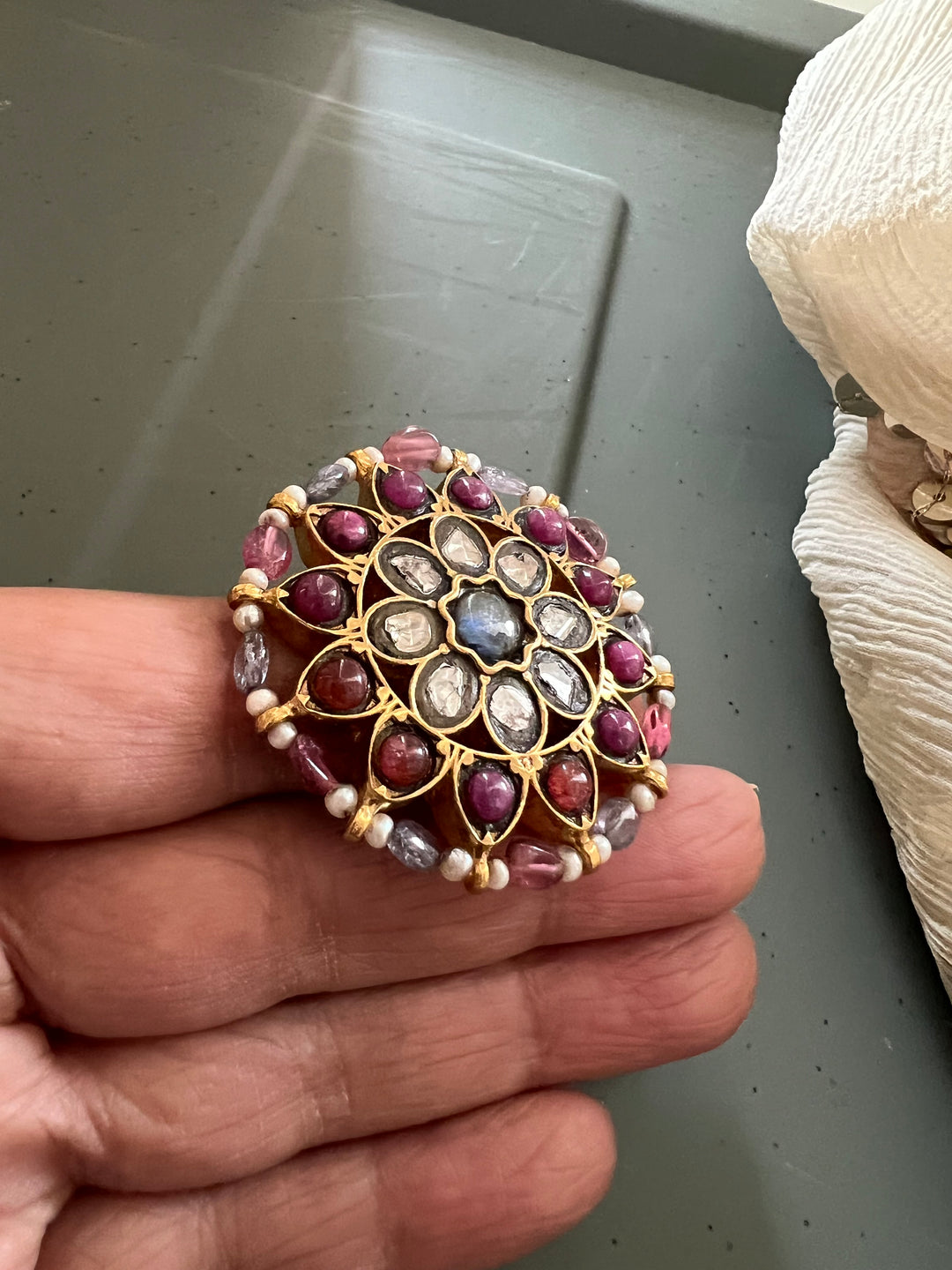 Victorian 925 Silver Kundan Ring | SHIVKA