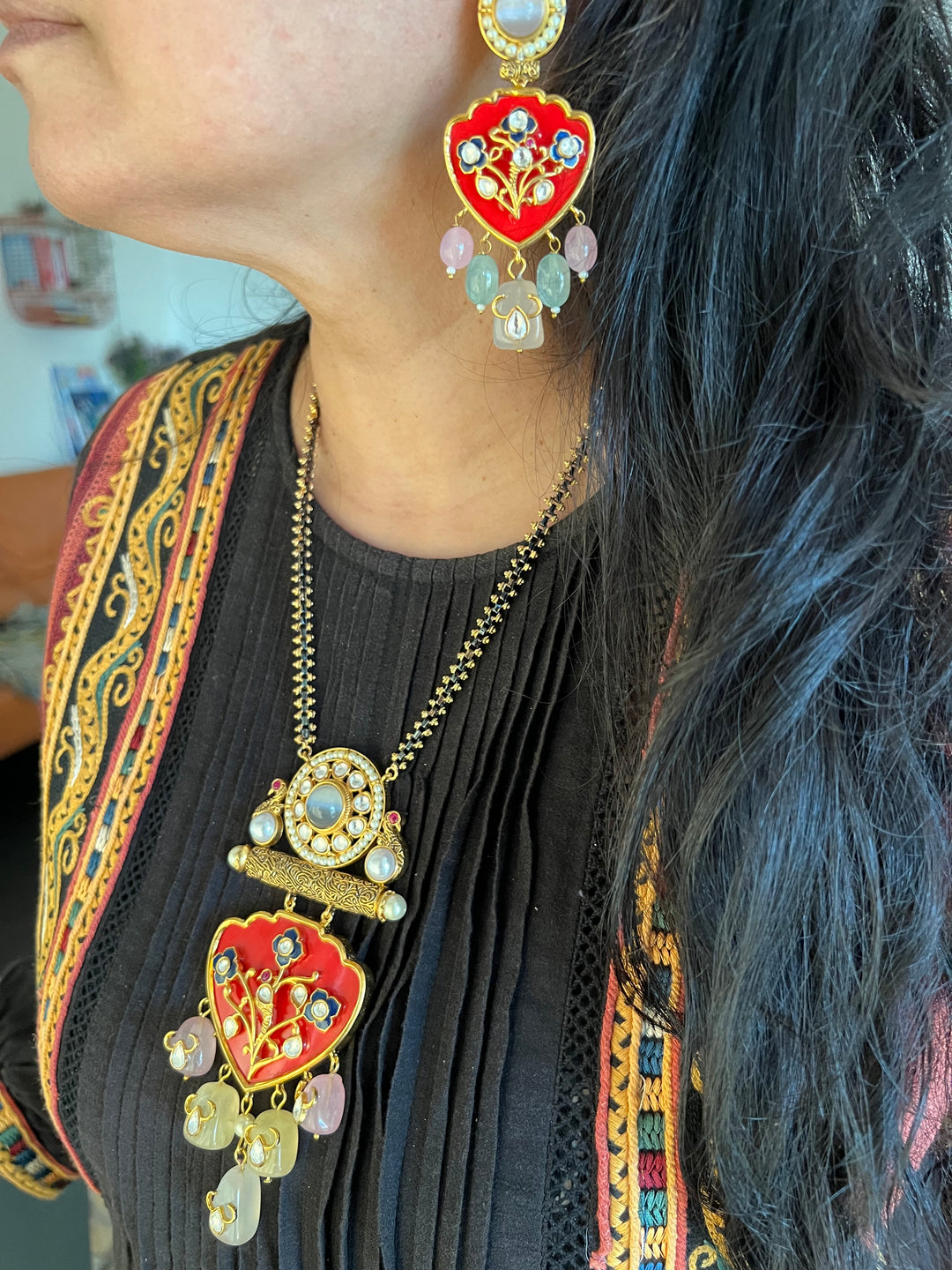 Exquisite Amrapali Fusion Pendant Necklace Set- Elevate Your Elegance