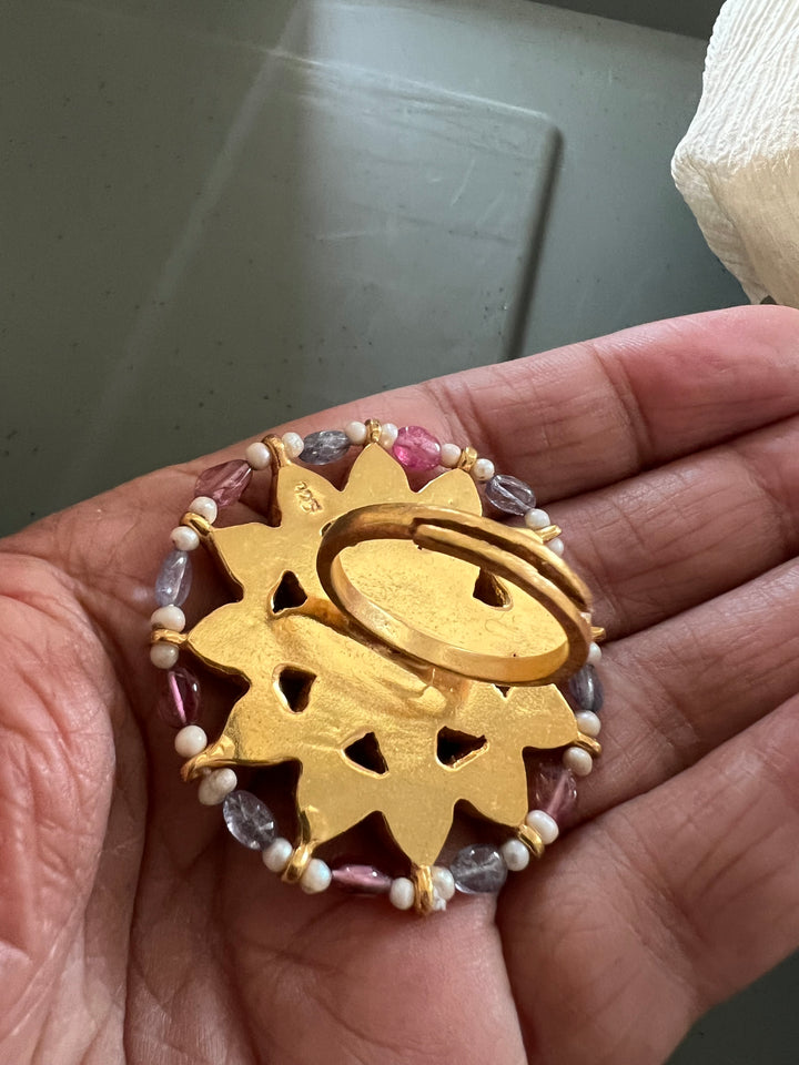 Victorian 925 Silver Kundan Ring | SHIVKA