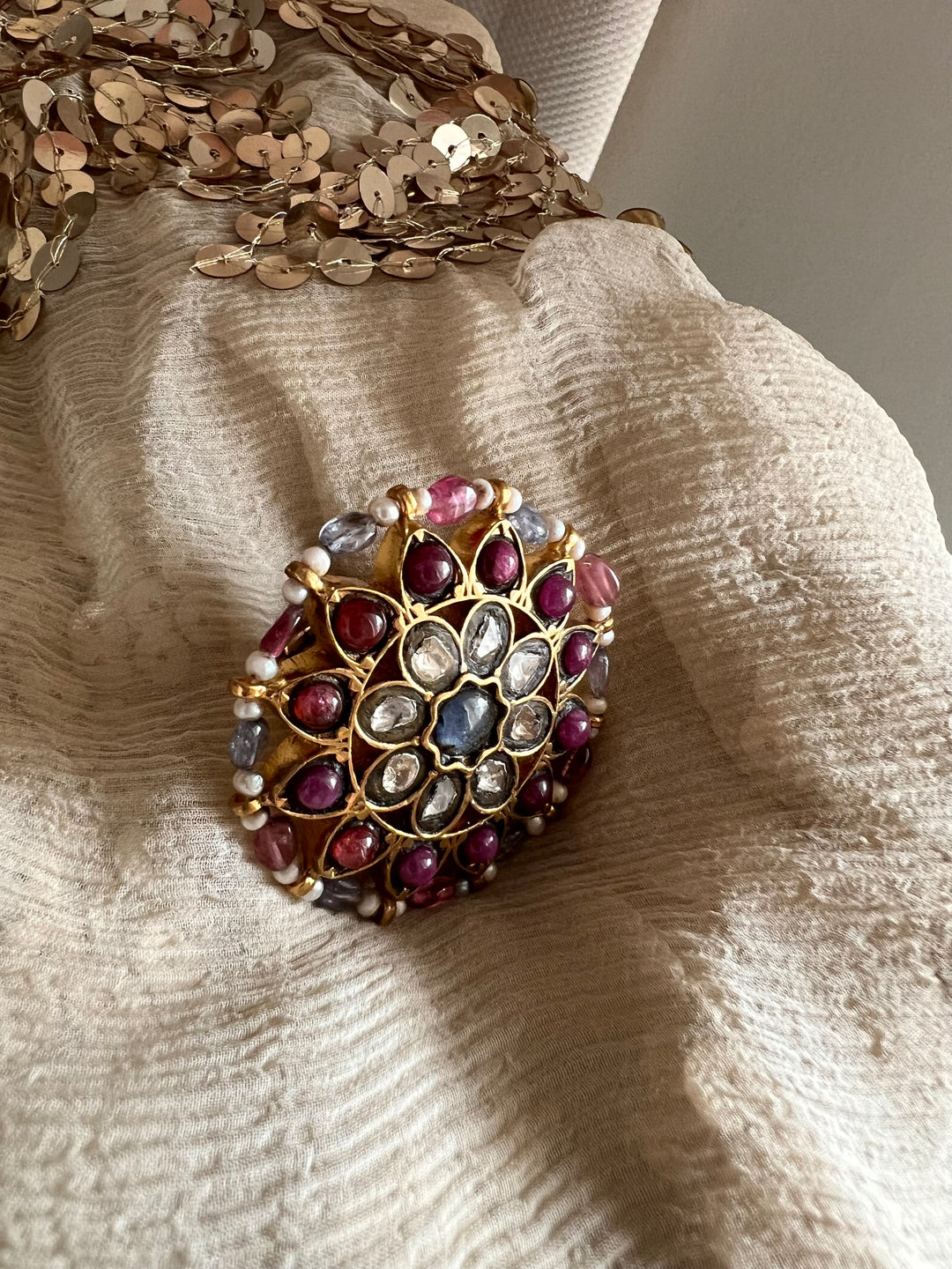 Victorian 925 Silver Kundan Ring | SHIVKA