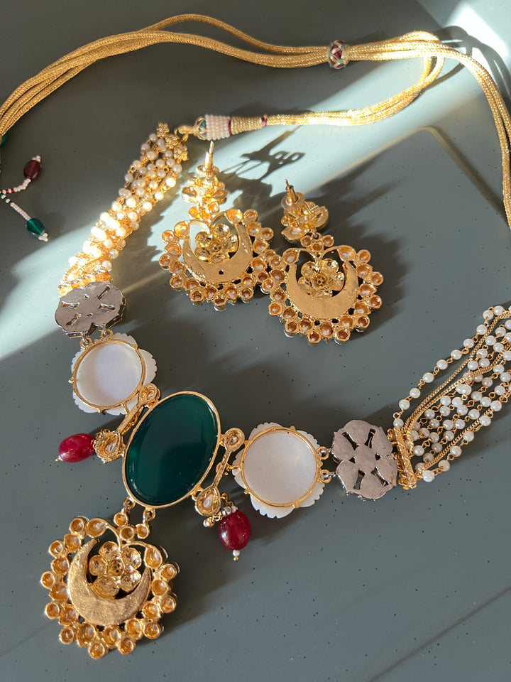 Exquisite Amrapali Fusion Choker Necklace with ChandBalis- Elevate Your Elegance