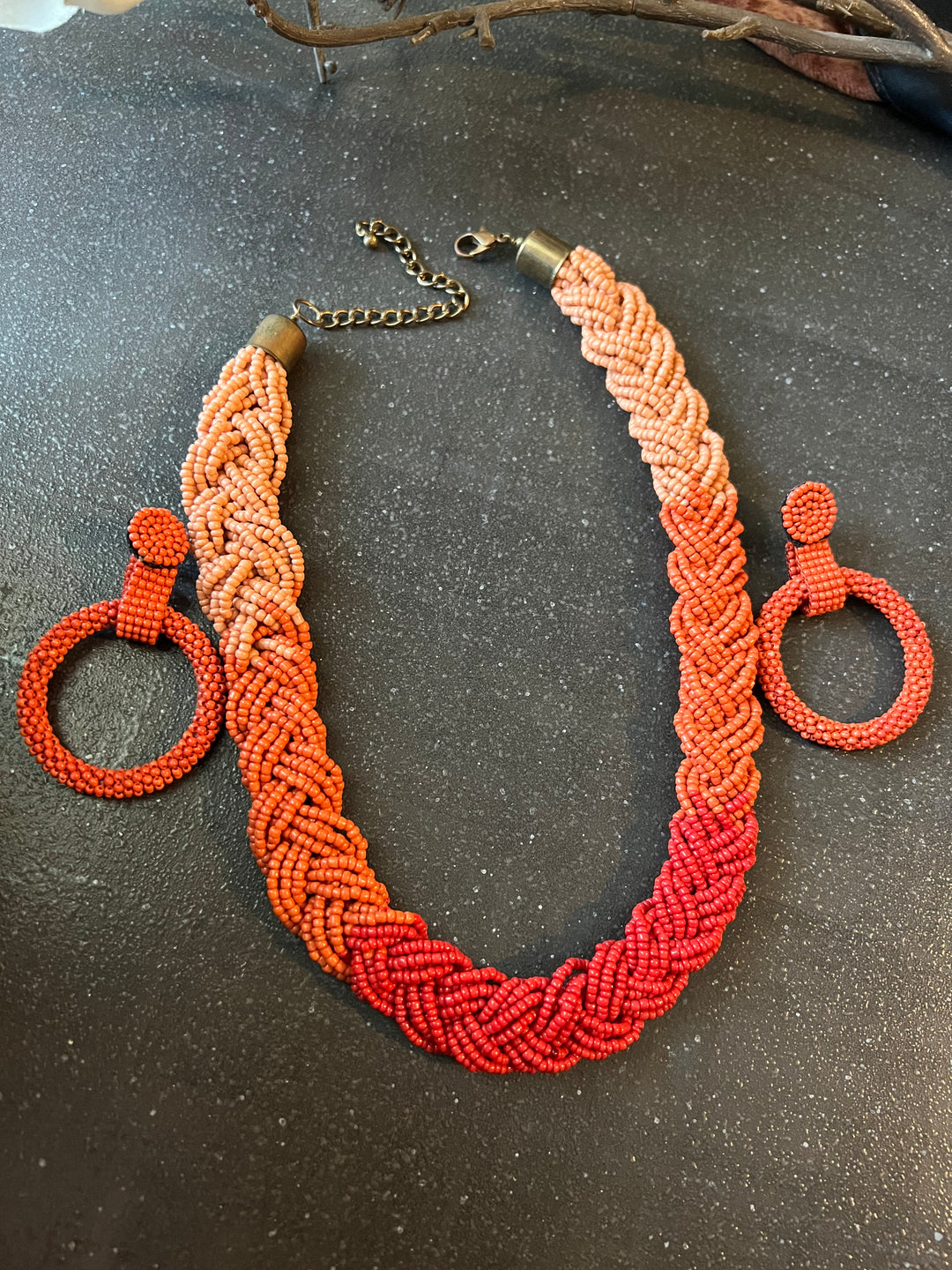 Beaded Necklace with Earrings
