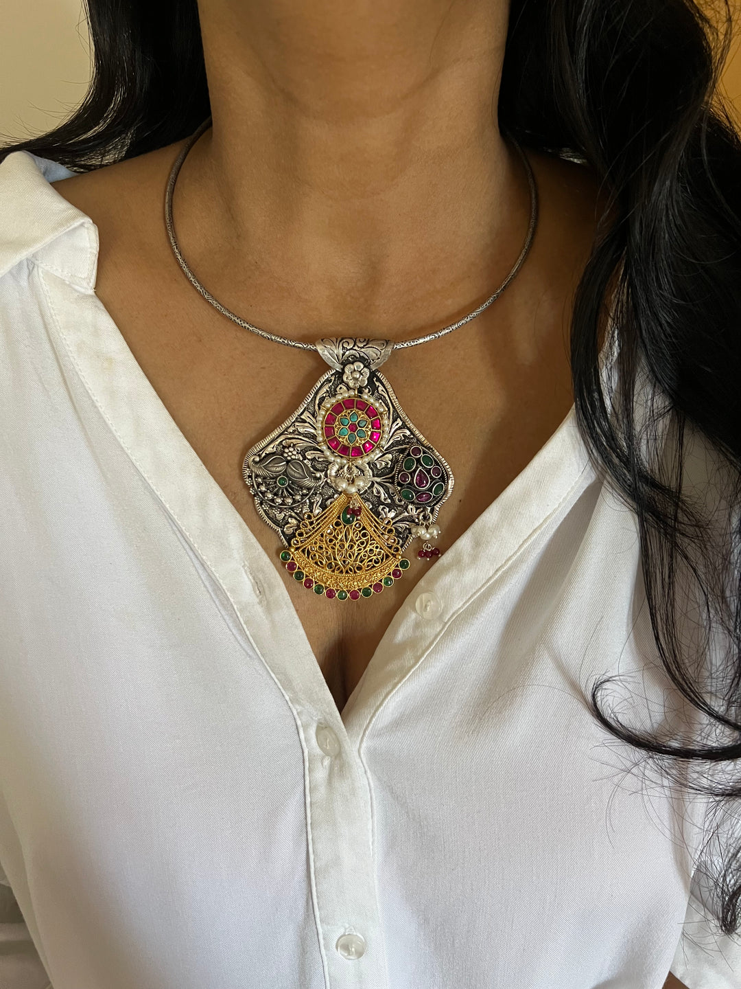 Pure 925 Silver Hasli Necklace