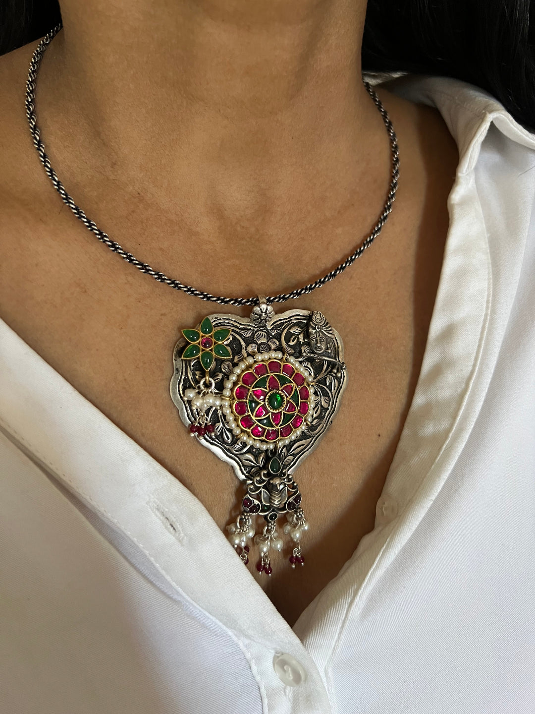 Pure 925 Silver Hasli Necklace