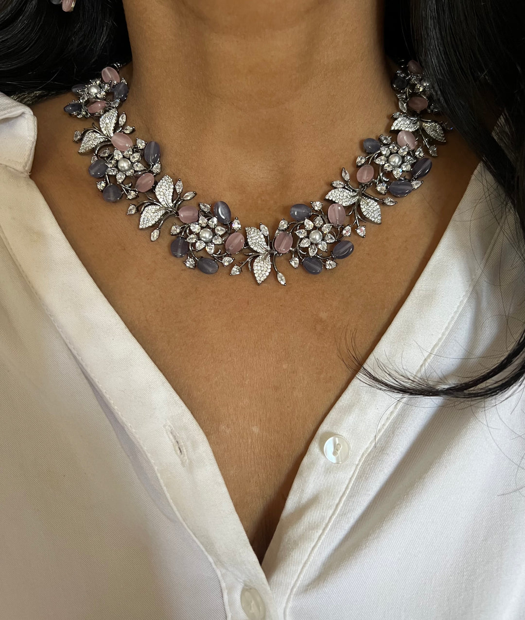 Designer Victorian Choker Necklace with Earrings