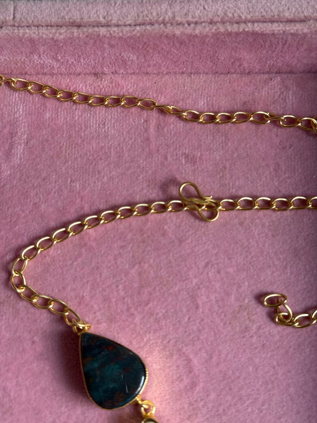 Handmade Raw Stone Necklace | Gold Polish Brass Adjustable Hook Closure Statement Jewelry