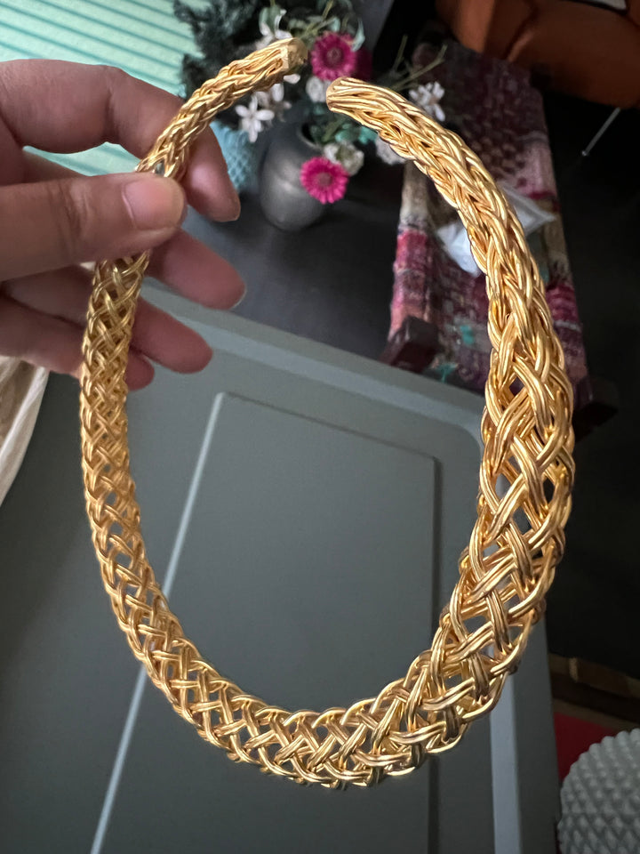 Statement Golden Textured Hasli Necklace