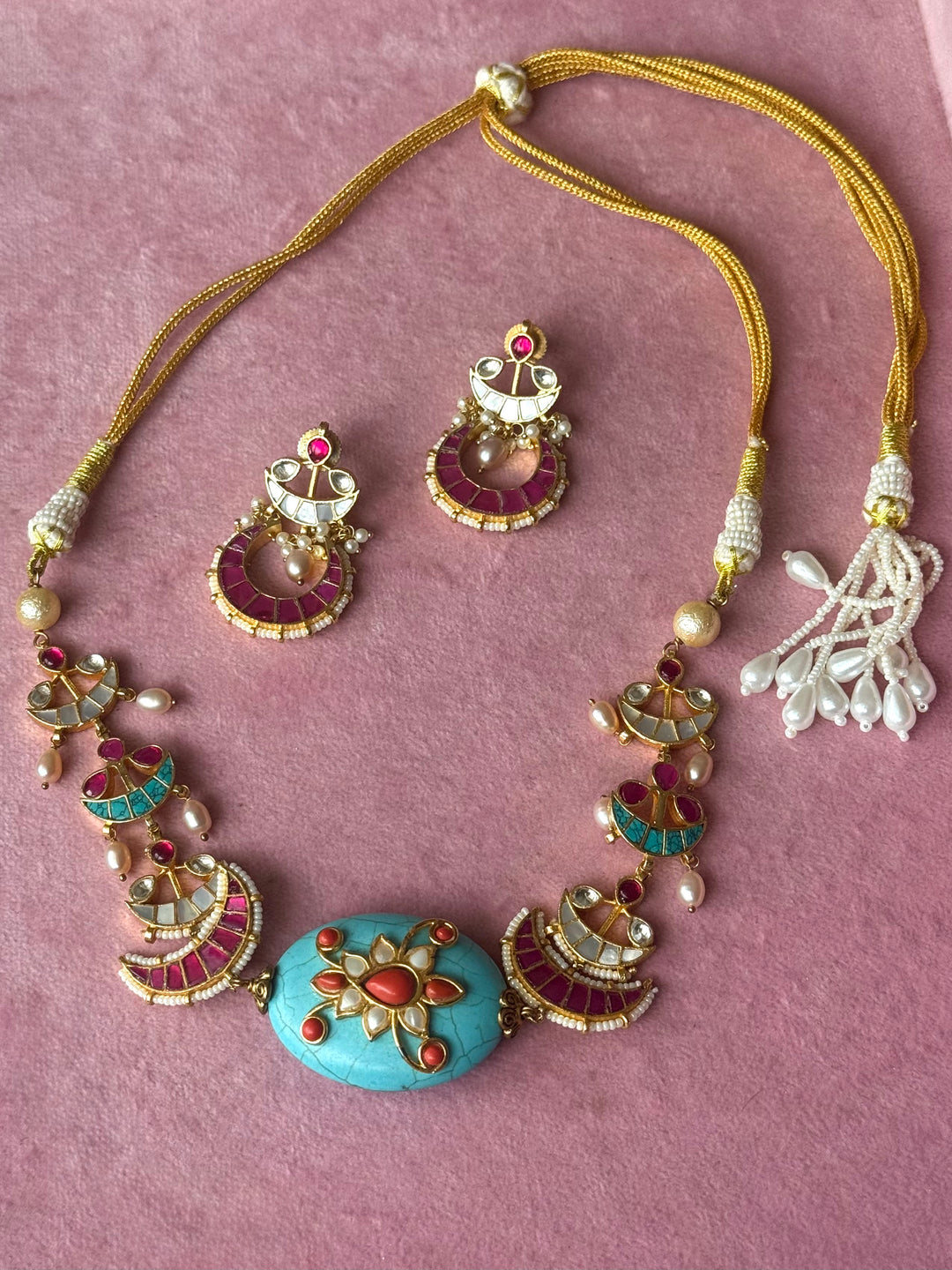 Handmade Jadau Choker Necklace Set | SHIVKA