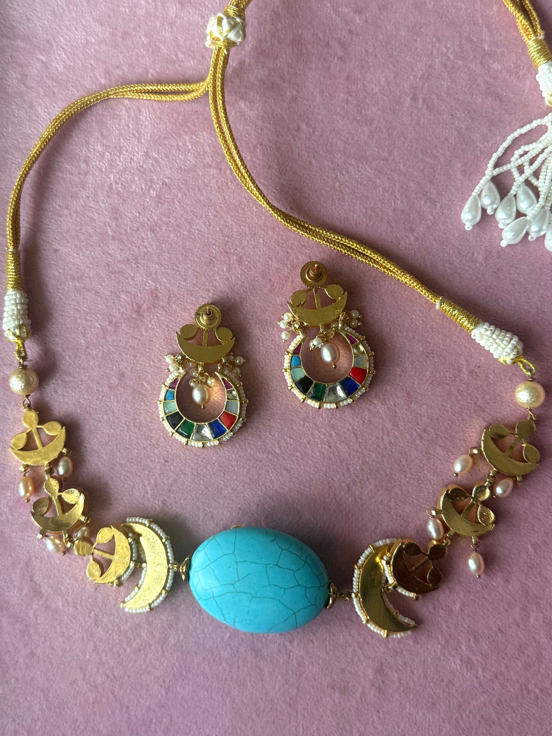 Handmade Jadau Choker Necklace Set | SHIVKA