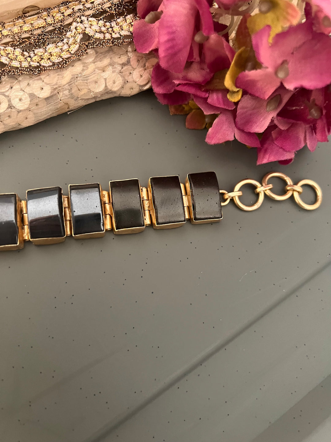 Shiny Black Stone Studded Bracelet