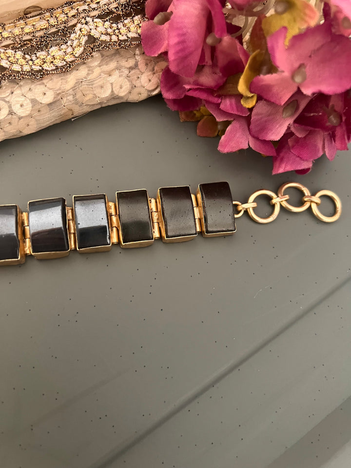 Shiny Black Stone Studded Bracelet