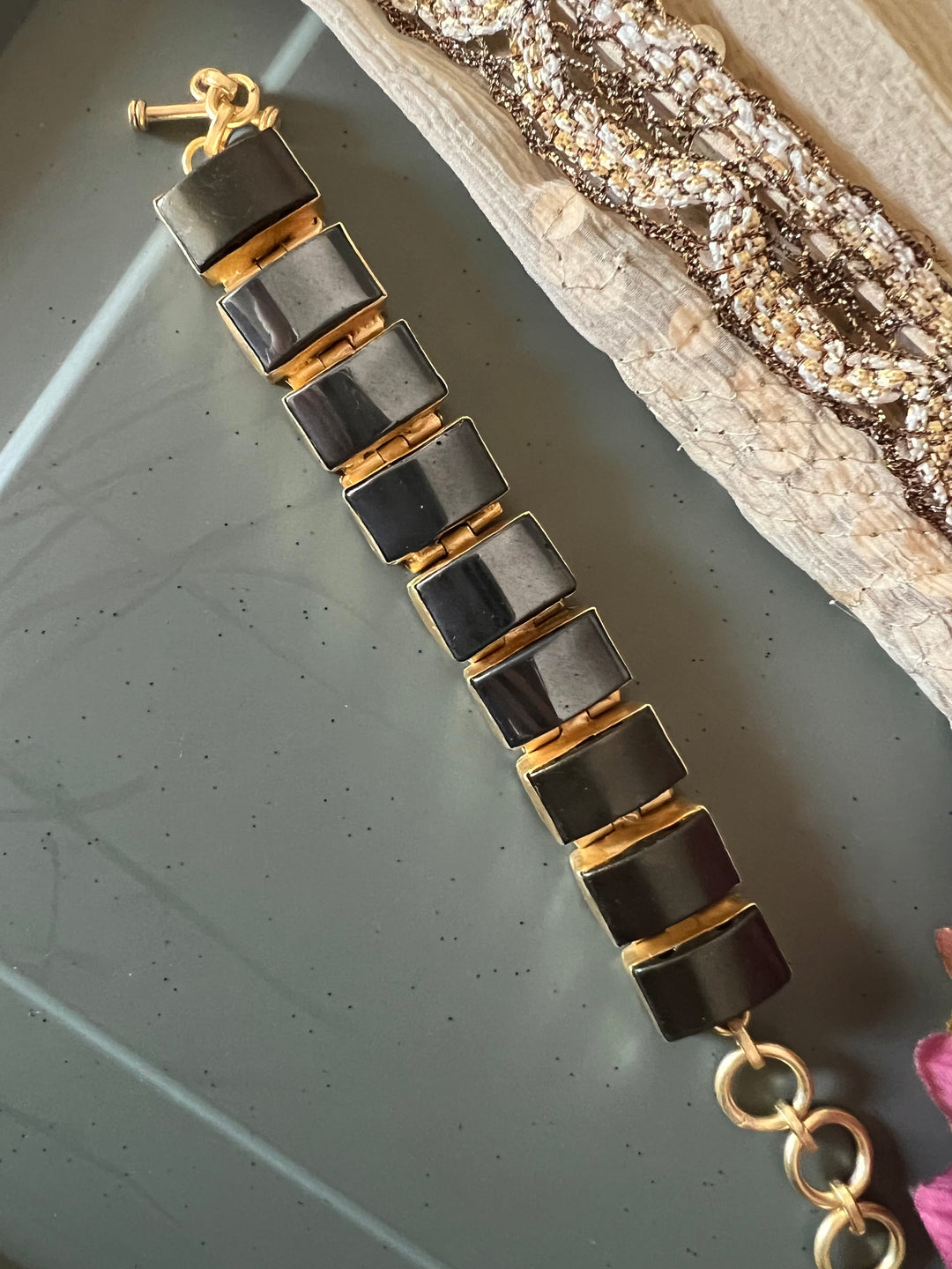 Shiny Black Stone Studded Bracelet