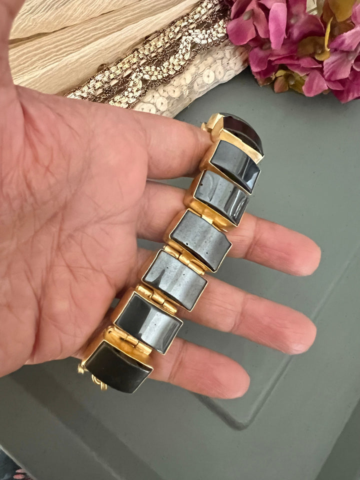 Shiny Black Stone Studded Bracelet