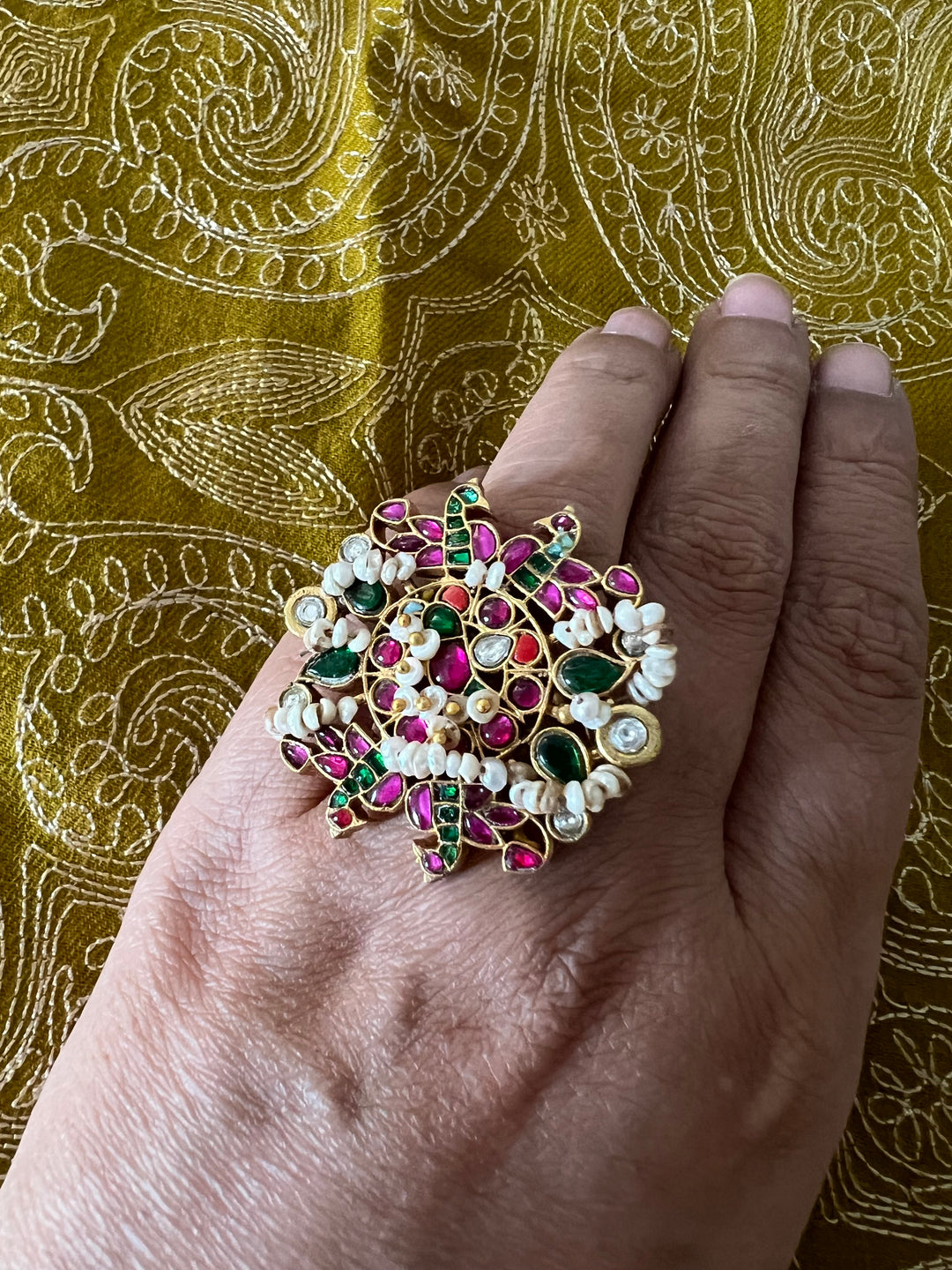Jadau Kundan and Pearls Ring