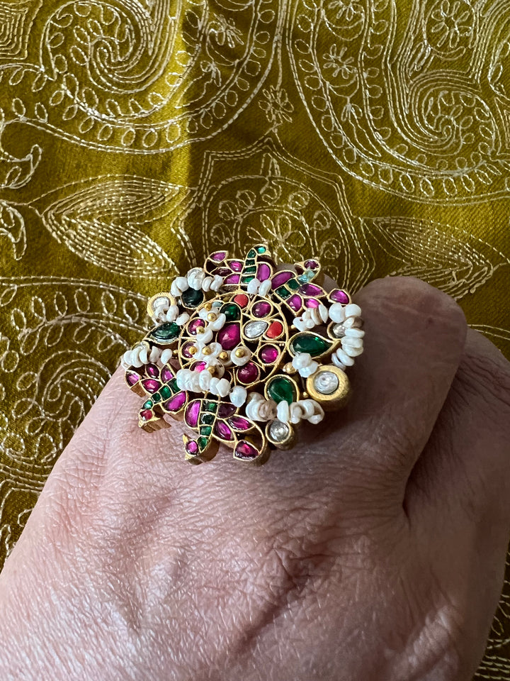Jadau Kundan and Pearls Ring