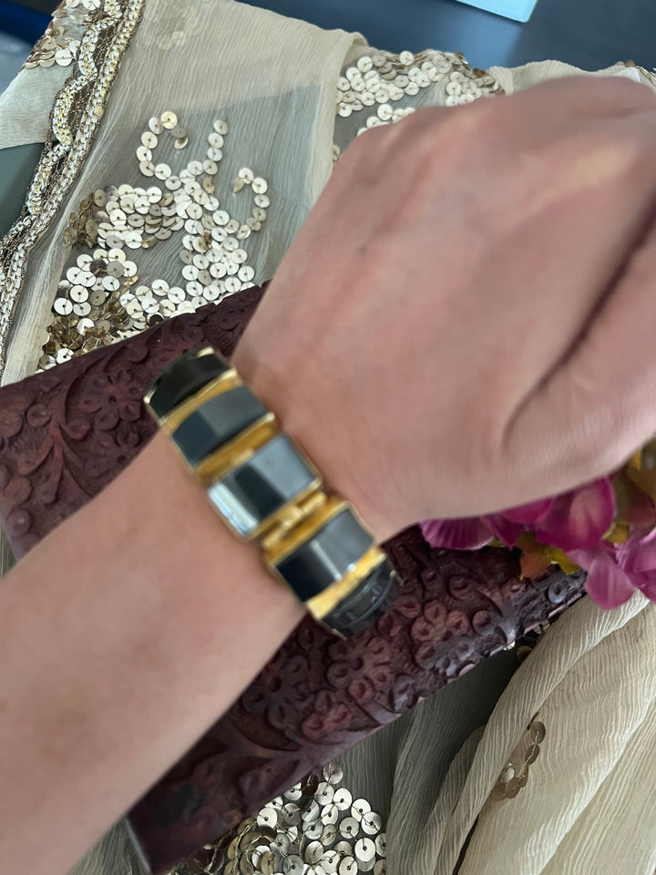 Shiny Black Stone Studded Bracelet