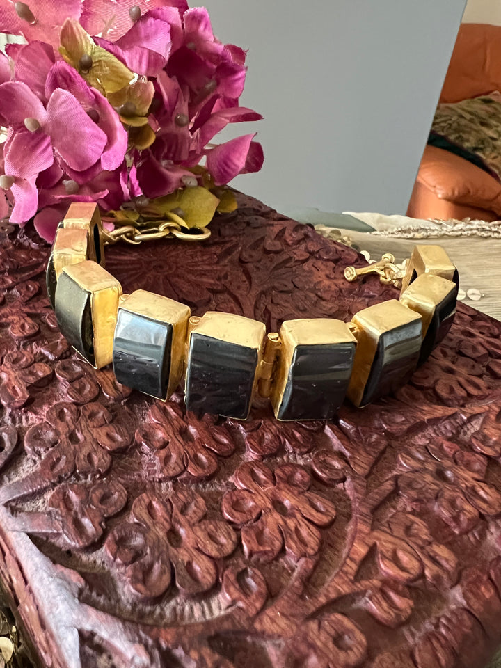 Shiny Black Stone Studded Bracelet