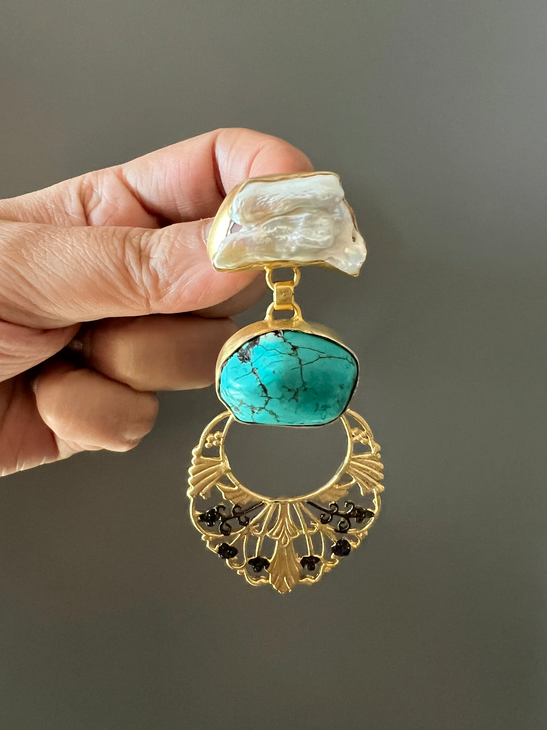 Statement Baroque and Turquoise Danglers